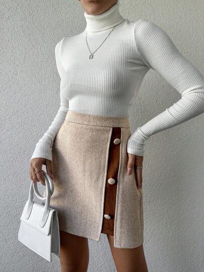 SHEIN Cottnline Women's Skirt With Button Detailing