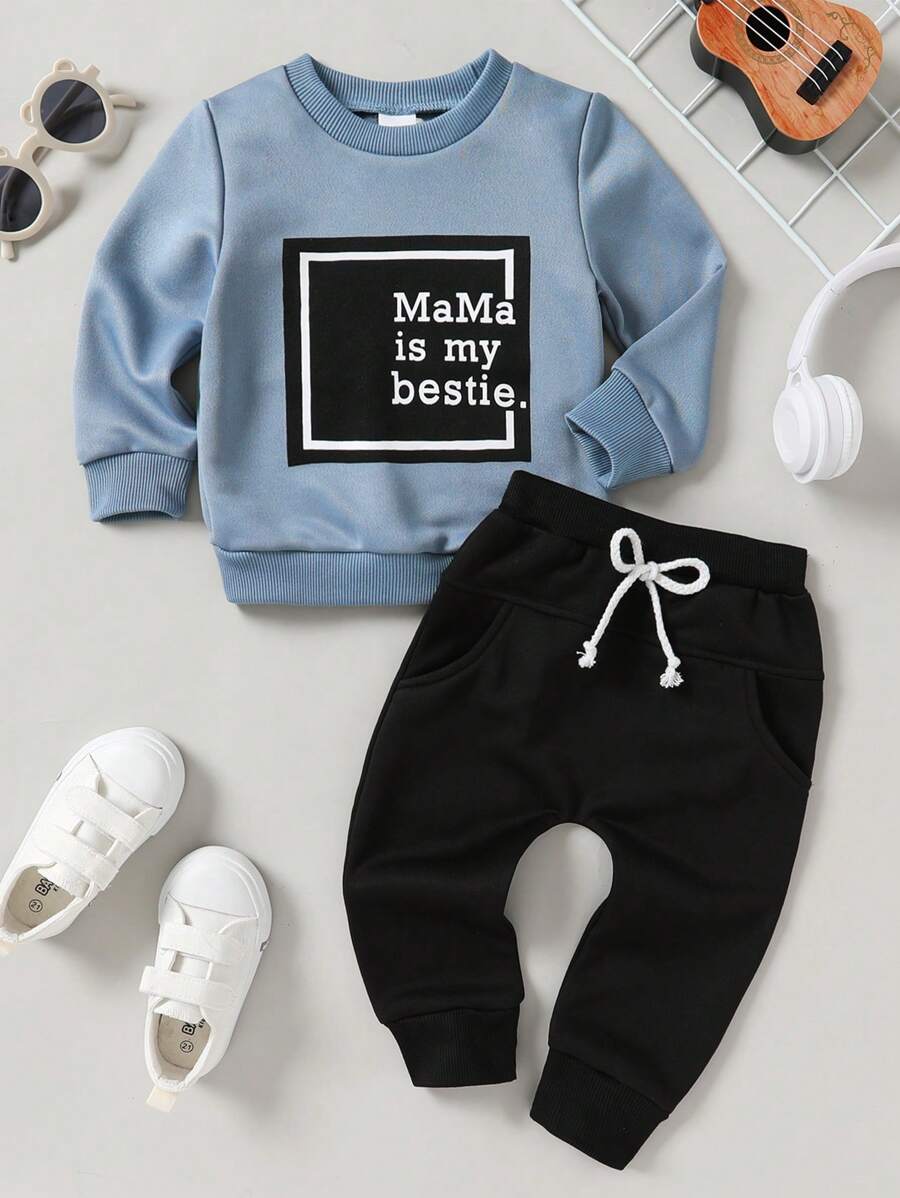 Baby Boy Slogan Graphic Sweatshirt & Sweatpants