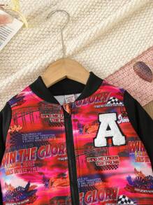 Infant Boys' Coastal Dusk Hook & Loop Letter Print Fashionable Cool Warm Jacket - Red - View 4