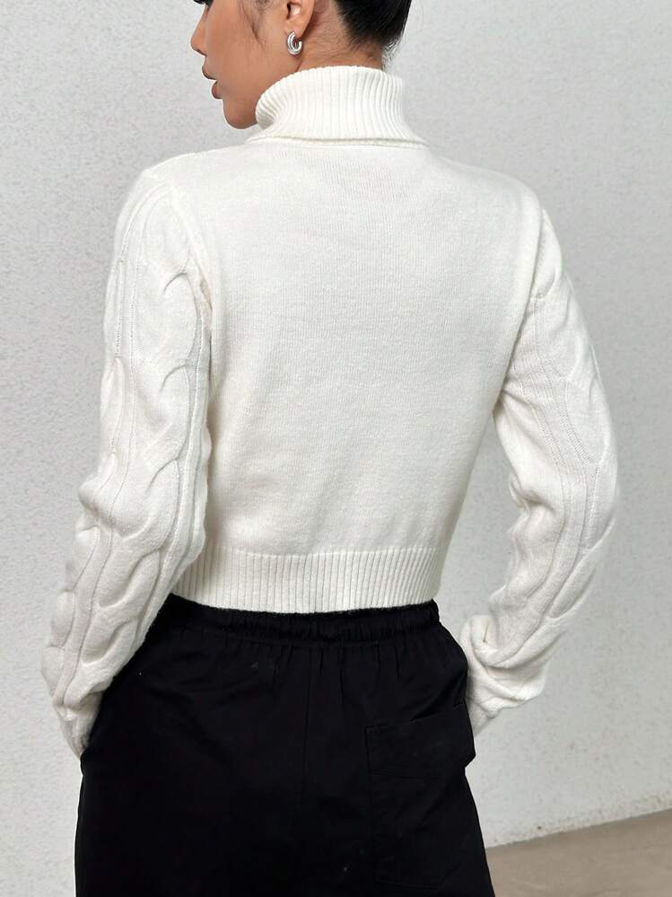 SHEIN Unity Jersey De Punto Con Trenzas En Un Solo Color - Blanco - Añade 2