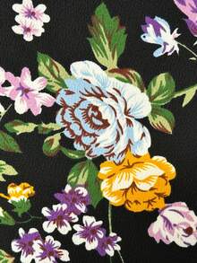 Slaydiva Plus Floral Print Open Front Blazer - Black - View 7