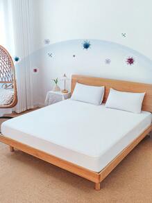 1入組素色床墊罩極簡白色複合織物臥室防水床墊保護罩 - 白色 - 查看 3