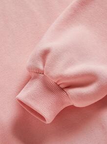 少女标语图案落肩保暖卫衣 - 淺粉色 - 查看 4