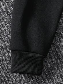 SHEIN LUNE 女士愛心印花運動衫和運動褲套裝 - 黑色 - 查看 4