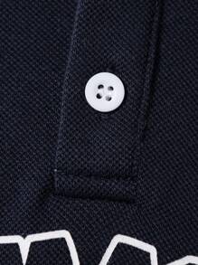 SHEIN 男童撞色拼接字母印花Polo衫，休闲运动风，春季必备，适合上学和户外活动 - 彩色 - 查看 5