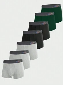 7 件裝男士字母圖案平口內褲 - 彩色 - 查看 1