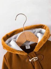 Baby Girl Dual Pocket Duffle Hooded Overcoat Without Sweater