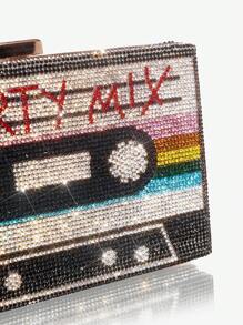 SHEIN SXY Women's Radio Shaped Clutch Bag Decorated With Rhinestones Valentines - Multicolor - View 6