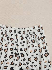 SHEIN Roupa De Dormir De Alcinha De Coração Com Estampa De Oncinha Para Adolescentes, Com Calça Longa
