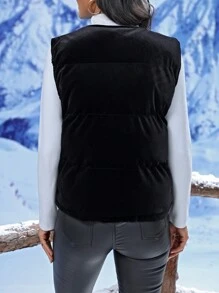 SHEIN Unity 拉链背心外套简约时尚日常休闲 - 黑色 - 查看 2
