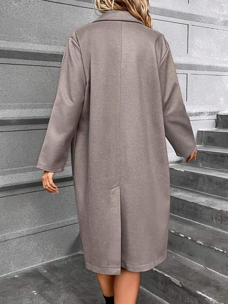Women's Double Breasted Notched Lapel Overcoat Winter Casual