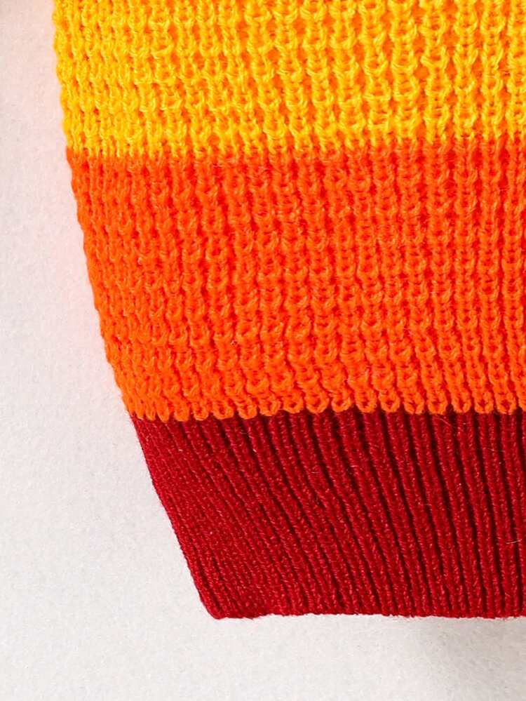 Teen Girl Color Block Drop Shoulder Sweater & Knit Skirt