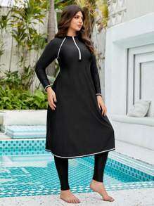 Swim Mulvari 夏季海滩大码吊带布基尼阿拉伯服装 - 黑色 - 查看 5