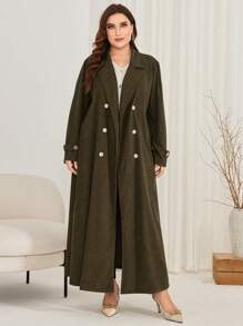 Al Najma 大尺碼女士雙排扣阿拉伯風大衣 - 彩色 - 查看 4