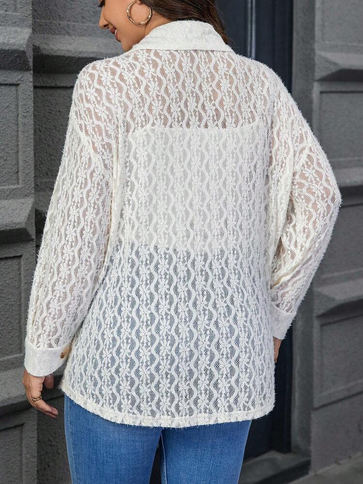 Plus Drop Shoulder Flap Detail Button Front Shirt