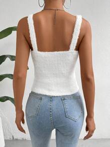 SHEIN Essnce Women'S Solid Fluffy Plush Camisole - White - View 2