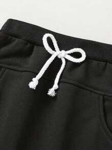 Baby Boy Slogan Graphic Pullover & Tie Waist Sweatpants