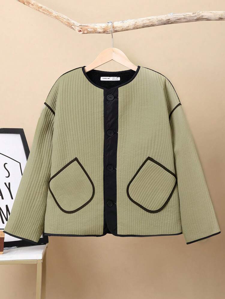 Boys' Thick Thermal Lined Woven Jacket For Winter