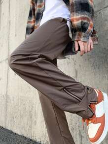 Claim Dot 男士素色斜口袋長褲 - 灰色 - 查看 5