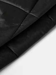 SHEIN Áo khoác chần bông đường may cho bà bầu, dành cho mùa đông - màu đen - Xem 5