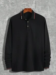 Manfinity Homme 男士純色polo衫 - 黑色 - 查看 5