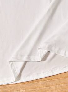 女大童1入組格紋印花腰帶外套馬甲&1入組套頭毛衣 - 卡其色 - 查看 7