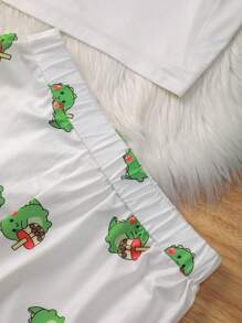 SHEIN Teen Girl Cartoon Graphic PJ Set - Multicolor - View 6