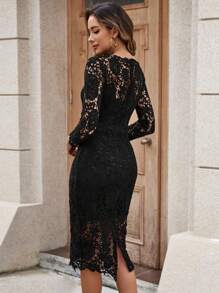 SHEIN Clasi Women's Lace Bodycon Dress - Black - View 2