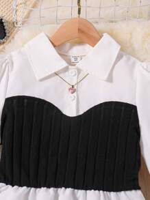 SHEIN Garota pré-adolescente Dois Tons Bainha Alta Baixa 2 Em 1 Camisa & Saia