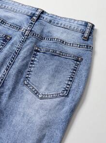 SHEIN Explorewe Quần Jeans Tween Boy Rách Sờn Bleach Wash - Rửa trung bình - Xem 3