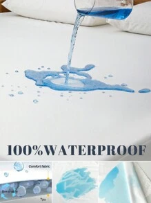 Solid Water Proof Fitted Sheet, Simple White Washable Bedding For Home - White - View 6