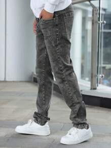 Men Slant Pocket Jeans - Grey - View 3