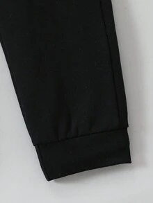 SHEIN 2 cái/bộ Bé trai Giải trí Màu thuần Cổ áo có gân Áo polo Và Quần Quần áo thể thao Đối với Mùa thu đông - Nhiều màu - Xem 3