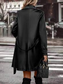 SHEIN Clasi Cổ áo Túi nghiêng áo - màu đen - Xem 2