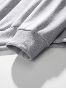 Nam Khẩu hiệu & Đồ họa Hoạt hình Thả vai Hoodie - Xám - Xem 4