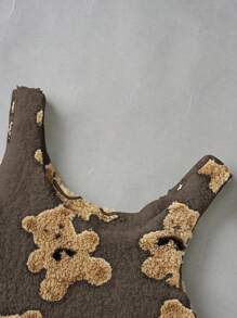 SHEIN EZwear 小熊印花木耳邊背心上衣 - 咖啡棕 - 查看 5