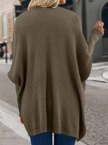 SHEIN Essnce Cárdigan informal de diseño con mangas tipo murciélago - Marrón Mocha - Ver 2