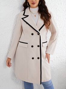 SHEIN Clasi 大碼呢子服裝 - 杏色 - 查看 7