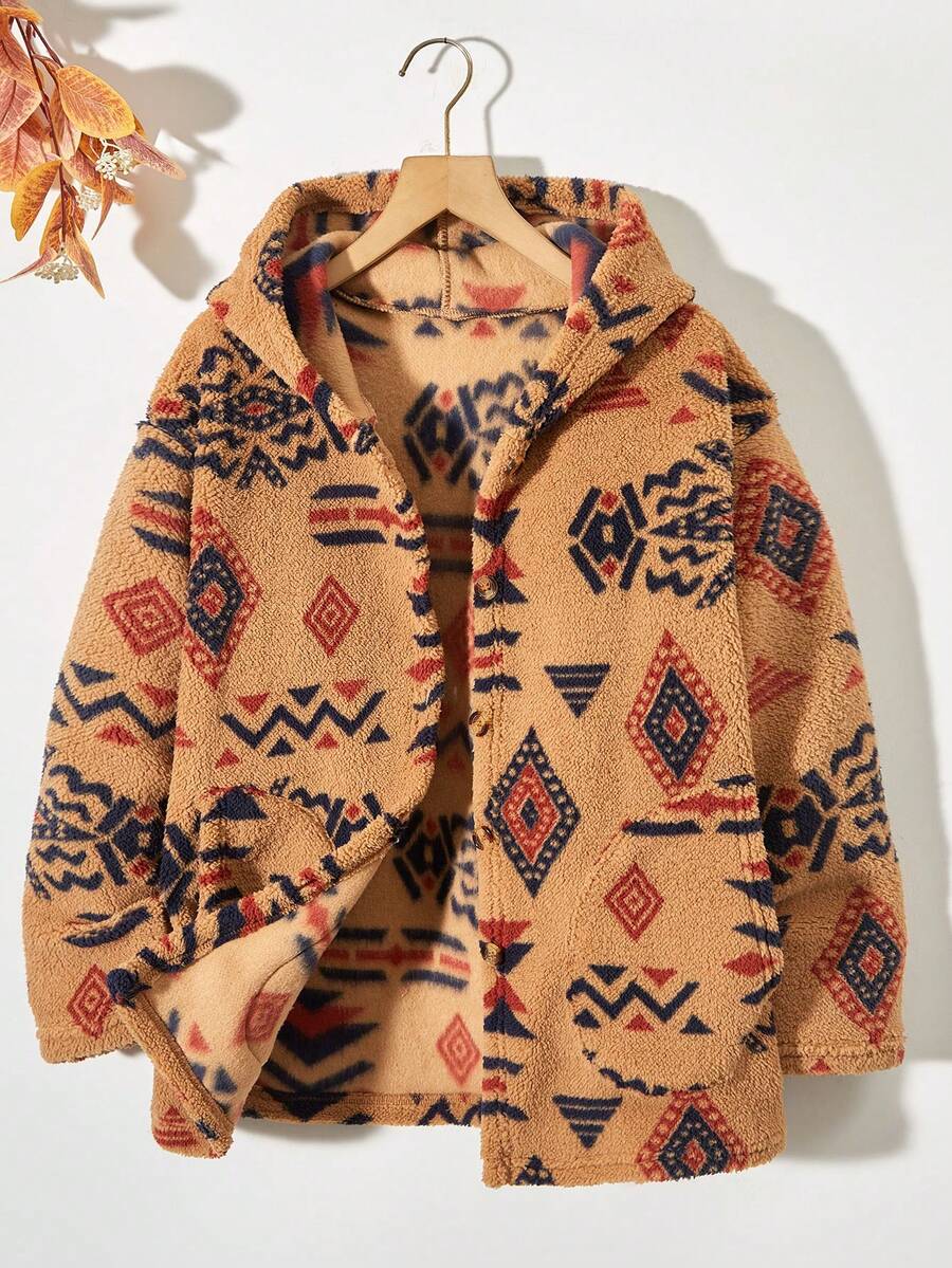 SHEIN Cô gái Tween In Địa lý Áo trùm đầu - Nhiều màu - Xem 1