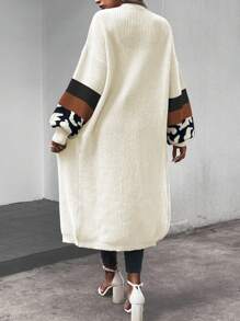 SHEIN Essnce 對比色下垂肩前開釦毛衣外套 - 彩色 - 查看 2