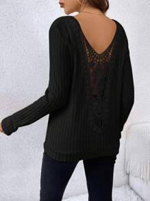 SHEIN Frenchy Women's Long Sleeve Top With Back Hollow Out Design