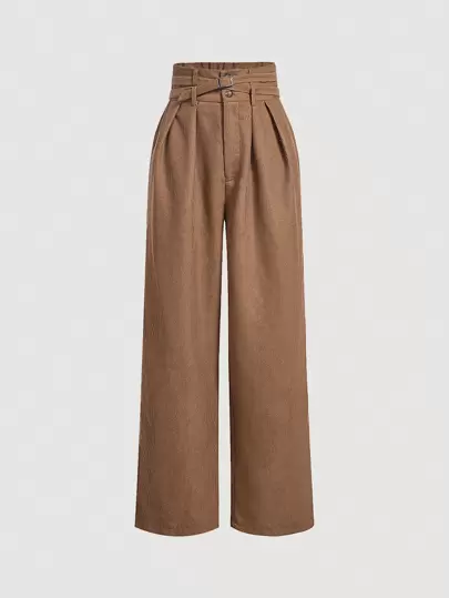 SHEIN MOD High Waist Belted Wide Leg Pants