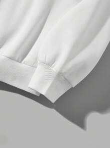 SHEIN EZwear Sudaderas con capucha holgadas forradas térmicas con diseño de cara fantasmal, imprescindibles para mujer en otoño/invierno, de vuelta al colegio, Halloween, tops de manga larga