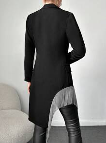 EURMUSE Turn-down Collar Double-breasted Blazer Jacket - Black - View 2