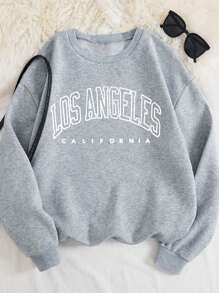 INAWLY Plus Size Letter Printed Drop Shoulder Sweatshirt, For Winter Graduation,Back To School Outfits,Graduation,Teacher Outfits For Women,Back To School