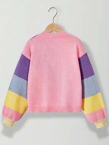 SHEIN 十幾歲女孩色塊籠式袖毛衣 - 彩色 - 查看 2