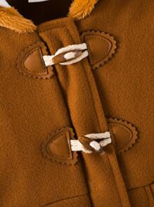 Baby Girl Dual Pocket Duffle Hooded Overcoat Without Sweater