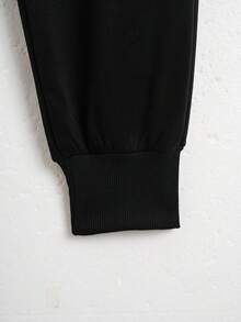 Men's Letter Print Drawstring Hooded Fleece Sweatshirt And Sweatpants Two-piece Set - Light Grey - View 9