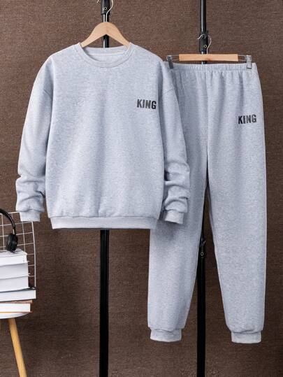 Tonåring Pojke Text Grafik Sweatshirt & Mjukisbyxor