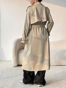 SHEIN x Carly Lawrence SHEIN EZwear Double Breasted Belted Trench Coat